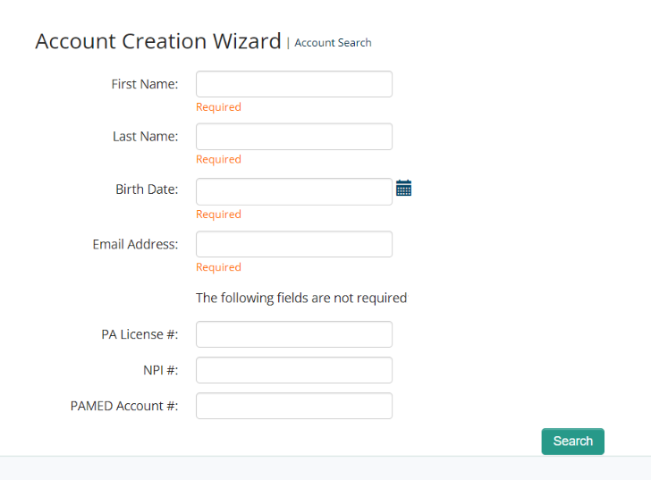 Account Creation Wizard