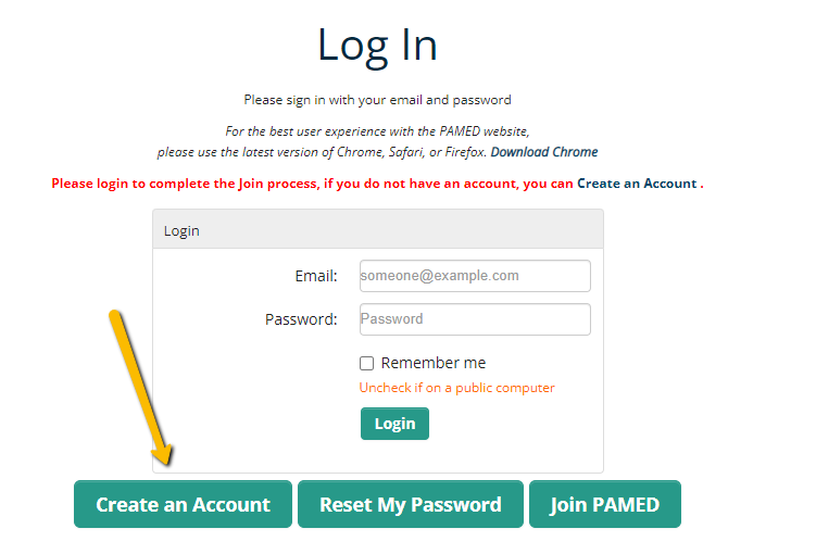 Create an Account Button